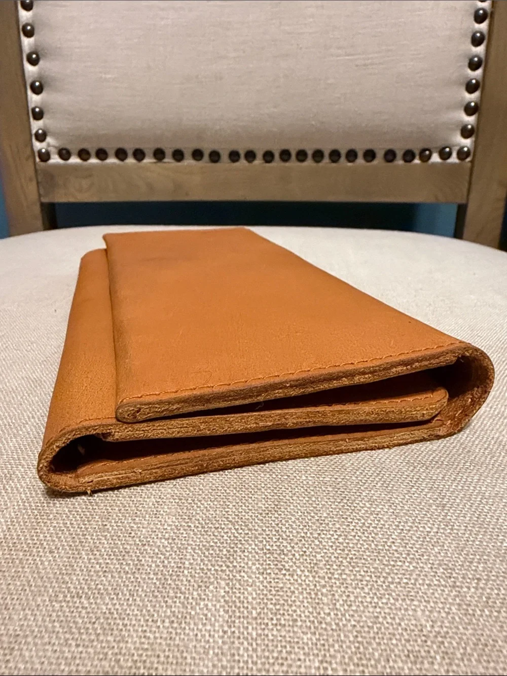 ABLE Handmade “Debre” Large Trifold Leather Wallet in Signature Cognac